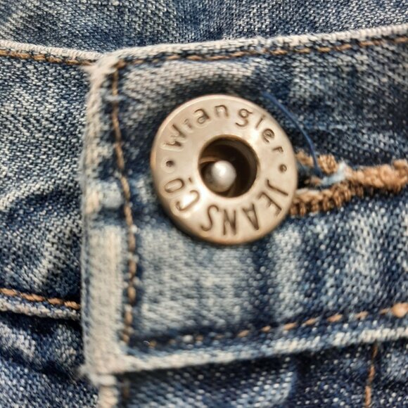 Vintage Wrangler Denim Jean Shorts Mens Size 36 Blue Relaxed Fit Carpenter Style - Picture 2 of 10